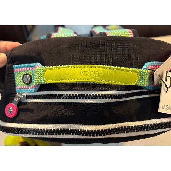 NWT Kipling Seoul Large Backpack True Black Rainbow Laptop Protection Authentic - Picture 5 of 12